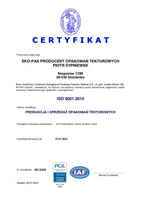 Mamy Certyfikat ISO 9000:2015