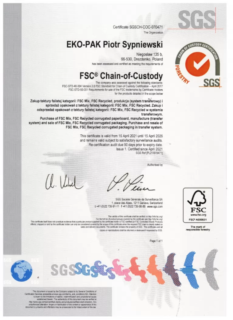 Certyfikat FSC do 2026 roku